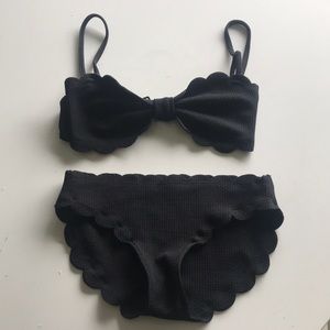 XS scalloped bow tie bikini swim suit